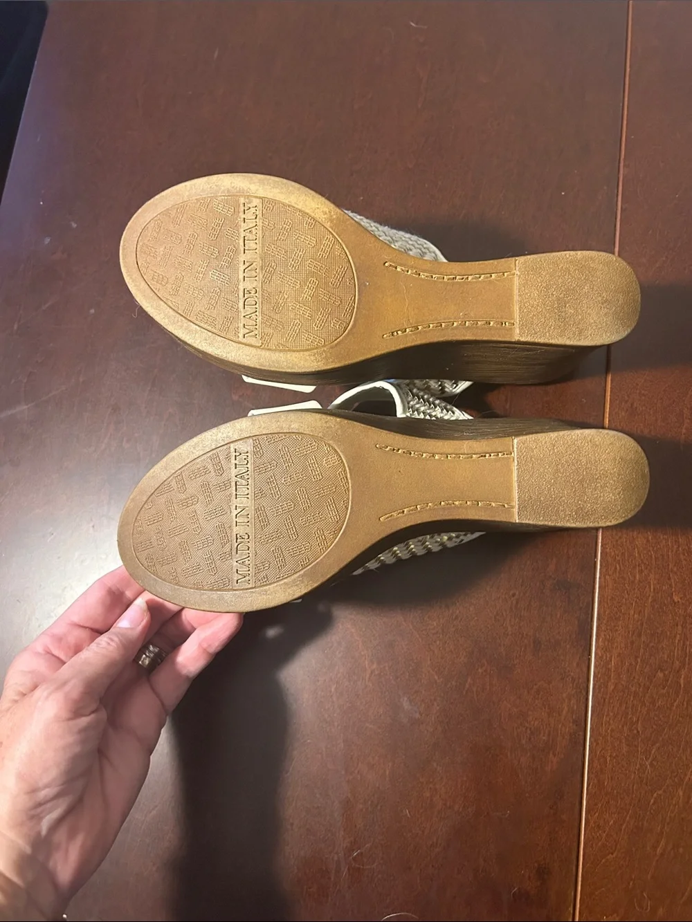 Italian Shoemakers Cream Woven Strap Slide Sandals
